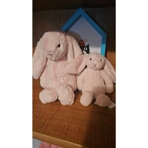 Jellycat Bashful bunny Bundle Med and small Nwt Blush